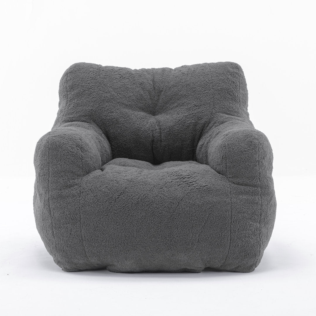 Medium Bean Bag Chair Viv + Rae™ Body Fabric: Gray Faux Fur