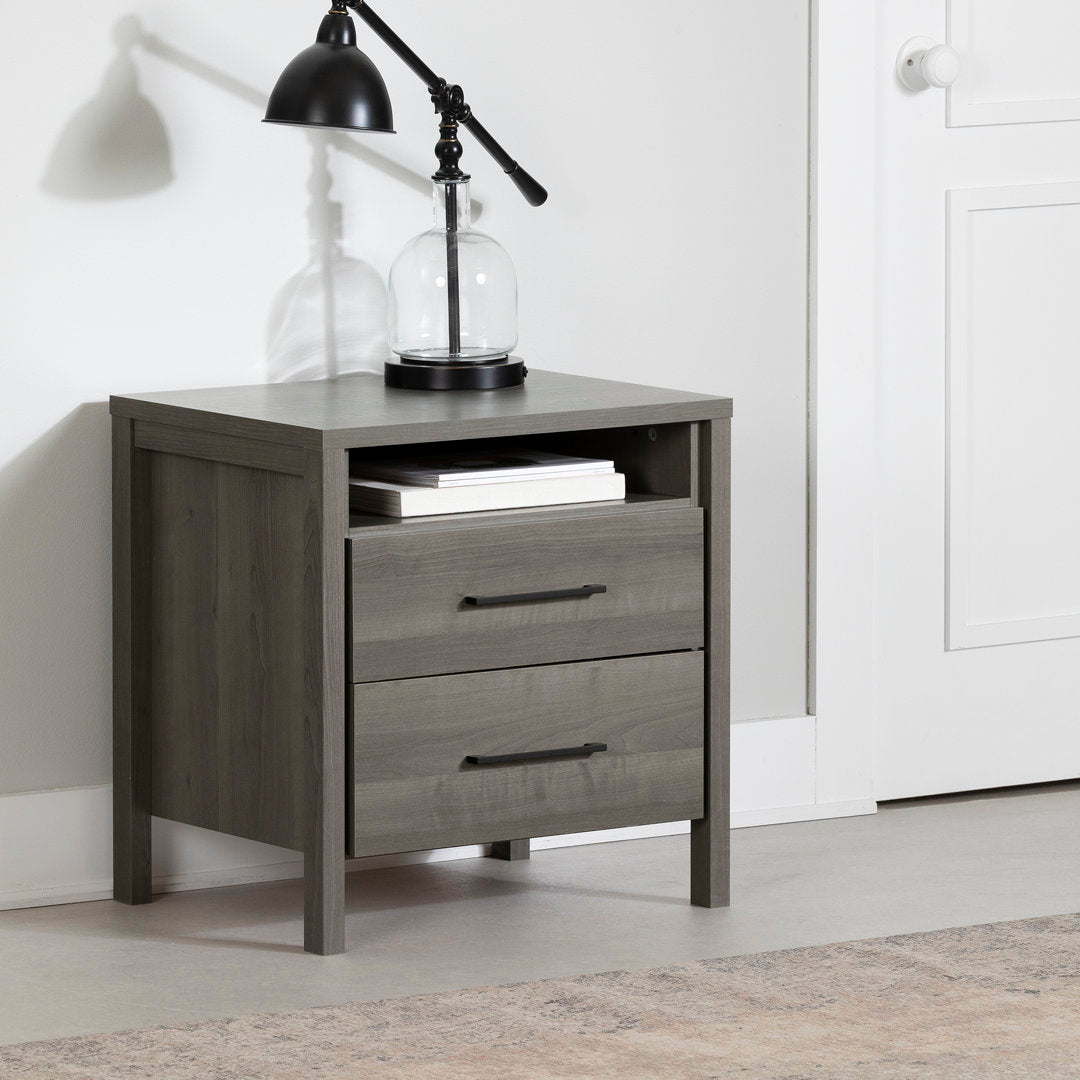 Gravity 2 - Drawer Nightstand South Shore Color: Gray Maple/Black