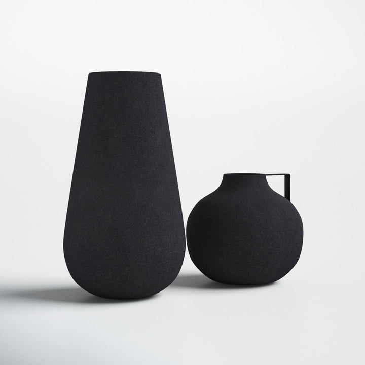 Aldrin 2 Piece Black Metal Table Vase Set (Set of 2) Joss & Main