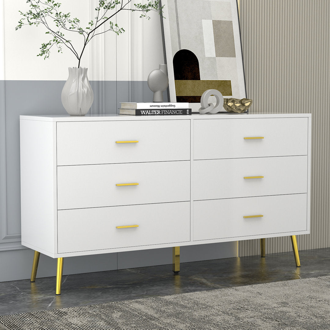 Hoschton 6 Drawer 47.2'' W Double Dresser Willa Arlo™ Interiors Color: White