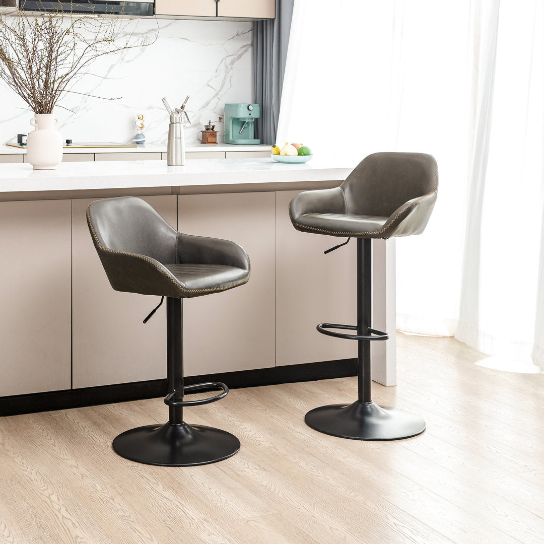Thibodeaux Swivel Adjustable Height Bar Stool (Set of 2) Mistana™ Color: Gray