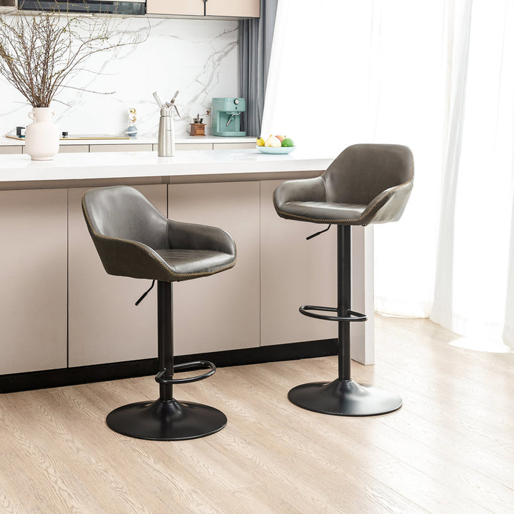 Thibodeaux Swivel Adjustable Height Bar Stool (Set of 2) Mistana™ Color: Gray