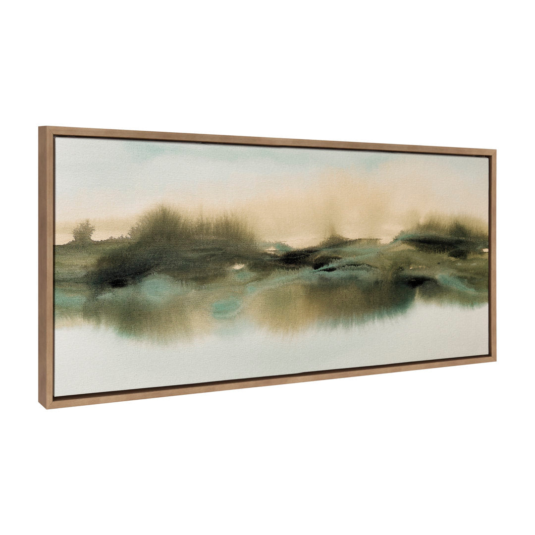 Soft Abstract Watercolor Landscape by Amy Lighthall - Floater Frame Print on Canvas Wildon Home® Frame Color: Gold Size: 18" H x 40" W x 1.6" D