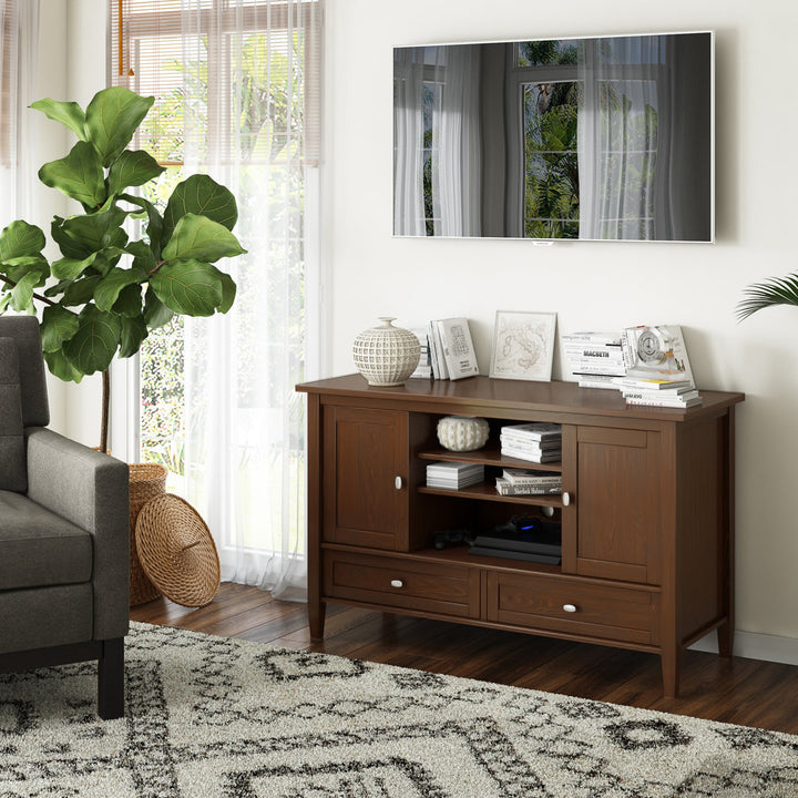 Warm Shaker SOLID WOOD TV Media Stand iFor TVs up to 50 inches Simpli Home Color: Russet Brown