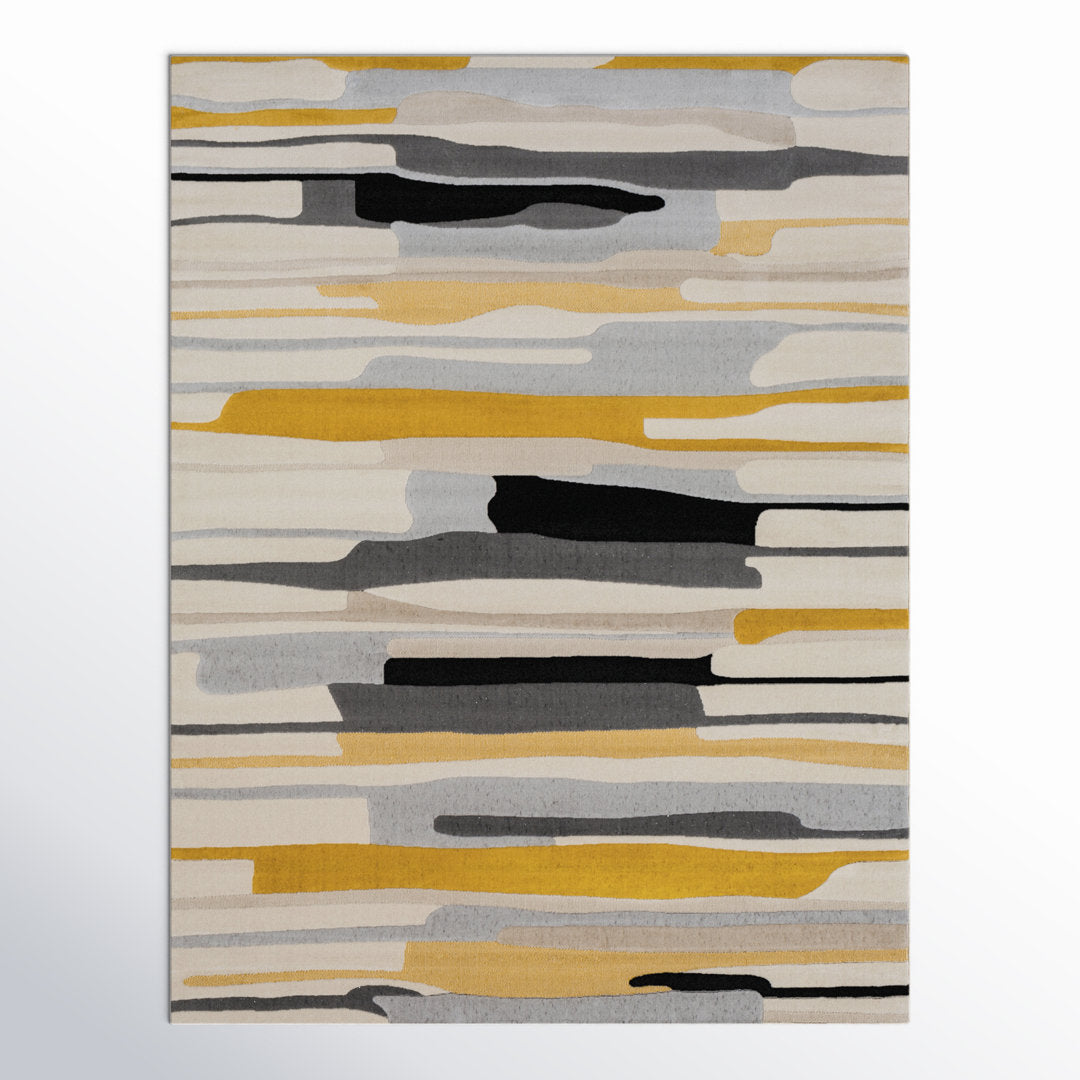 Dimond Striped Mustard/Gray/Beige Area Rug Wade Logan® Rug Size: Rectangle 3'11" x 5'7"