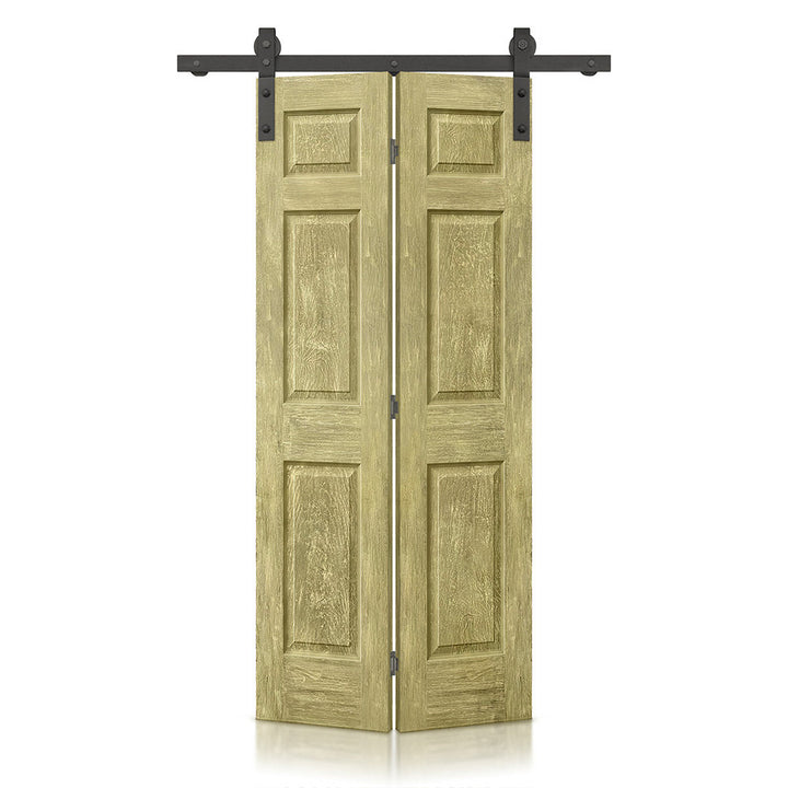 Paneled MDF Composite Bifold Barn Door with Installation Hardware Kit Calhome Size: 24" x 80" Finish: Antique Gold