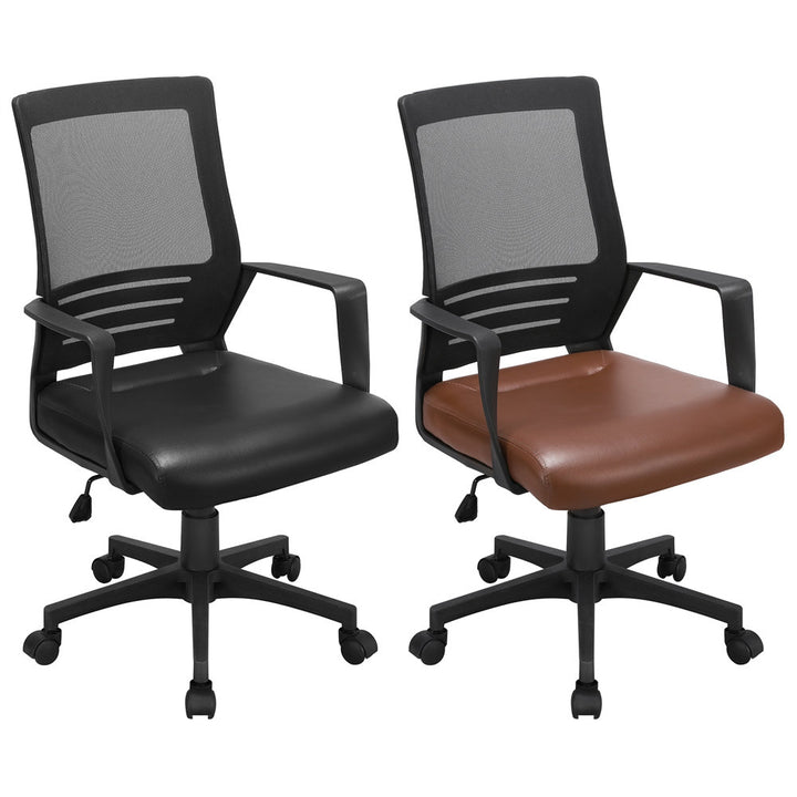 Office Mid Back Swivel Lumbar Support Mesh Chair Inbox Zero Upholstery Color: Brown