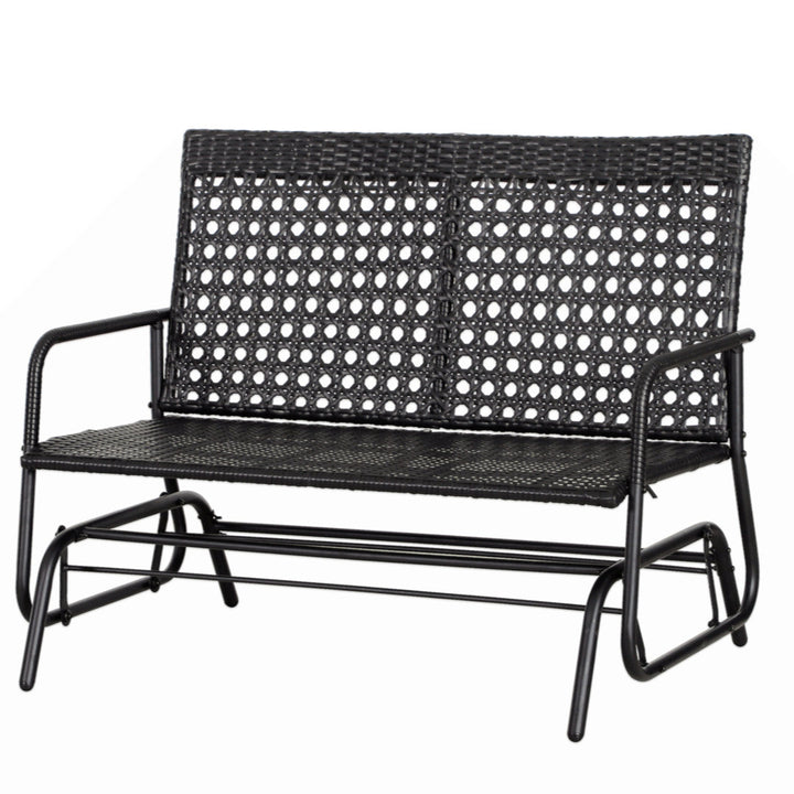 Shupe Steel Rattan Outdoor Patio Double Glider Bench Wrought Studio™
