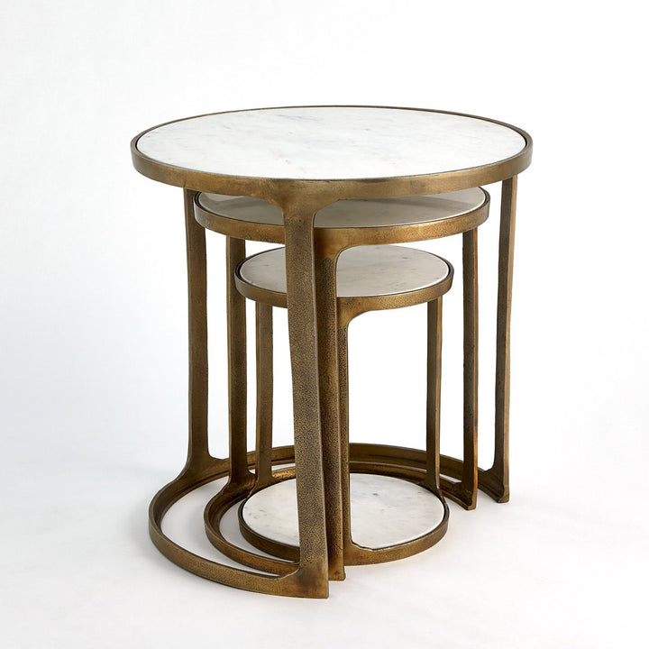 3 Piece Marble Top Nesting Table Set-Brass Global Views