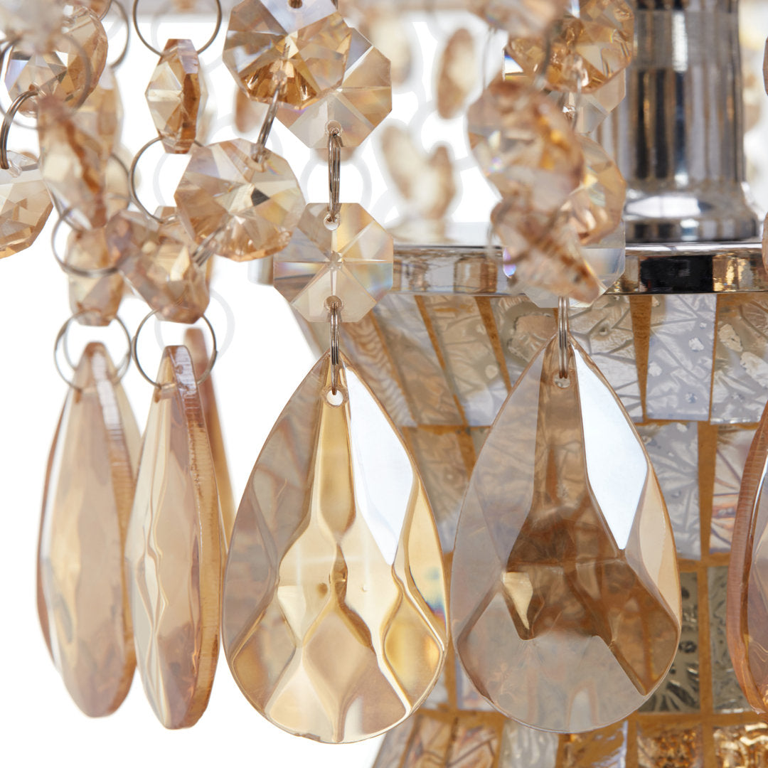 Wedgeworth 25"H Jeweled Metal and Mosaic Base Table Lamp with Cascading Crystals Willa Arlo™ Interiors