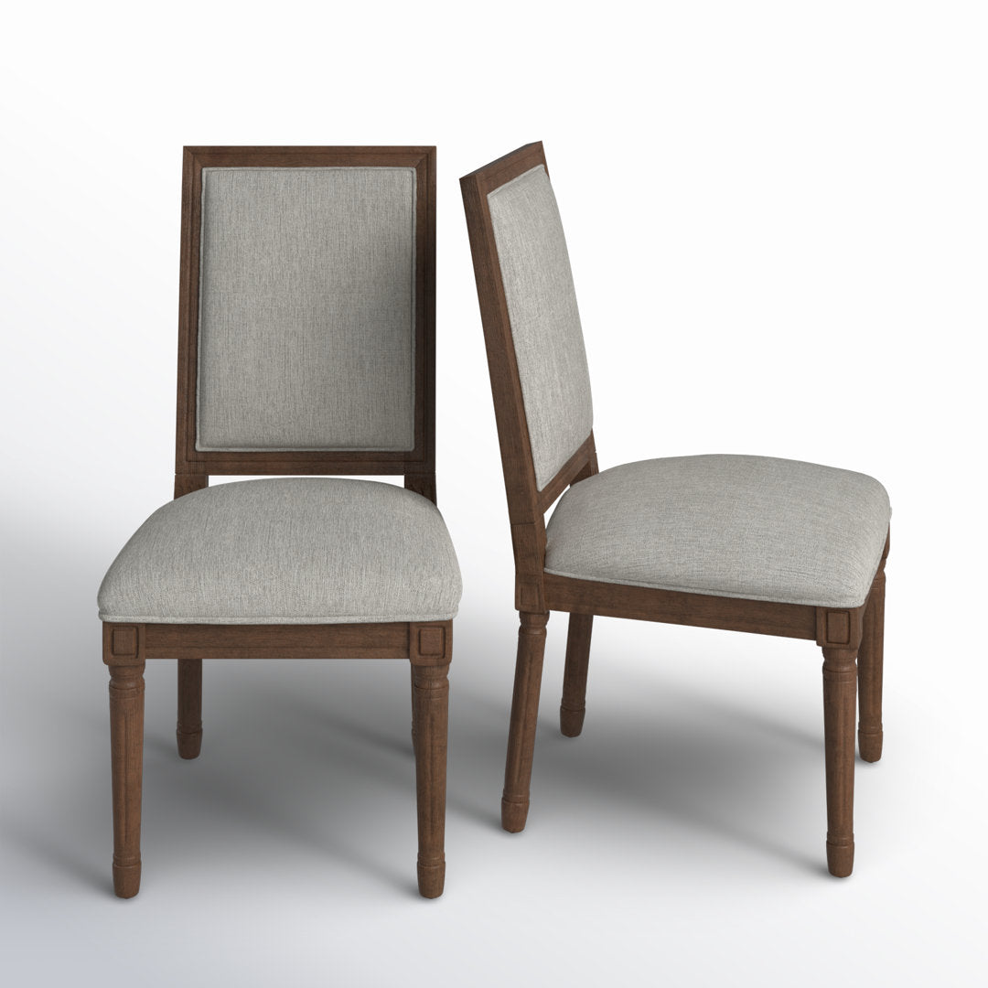 Libretto Solid Wood Side Chair (Set of 2) Kelly Clarkson Home Upholstery Color: Gray Linen, Leg Color: Brown
