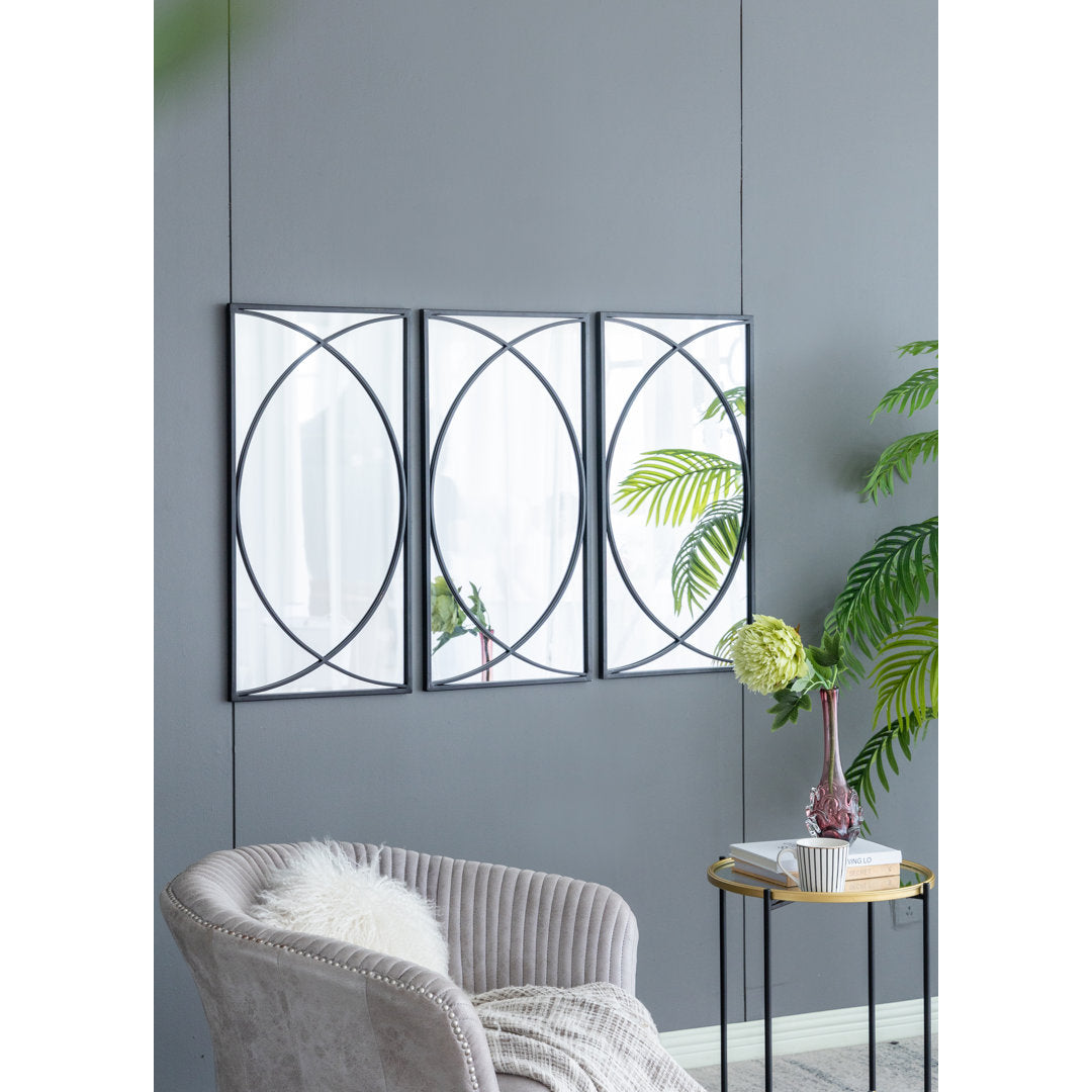 Gaebriel Rectangle Metal Wall Mirror (Set of 3) Ivy Bronx