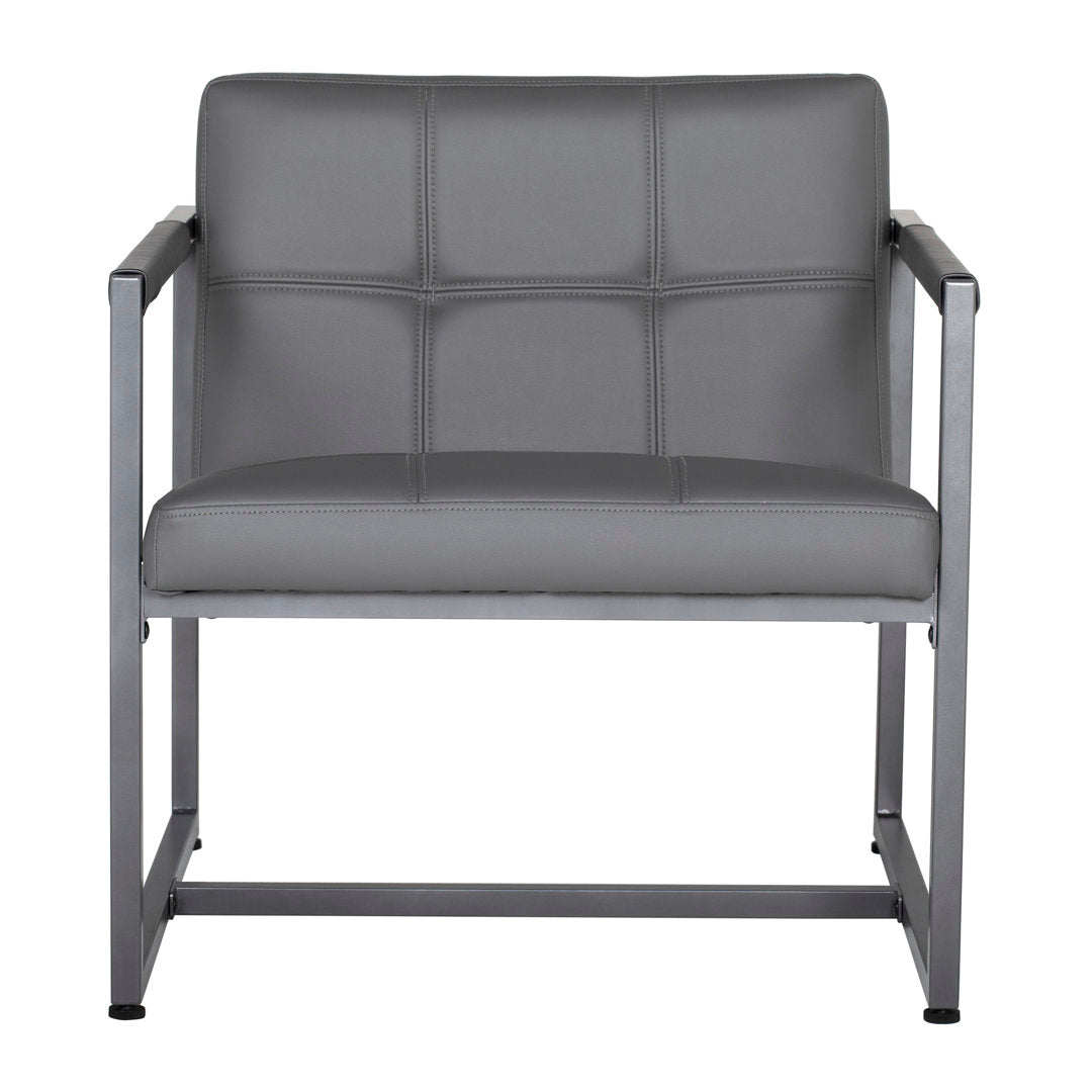 Holbeach 27.5" Wide Tufted Armchair Ivy Bronx Fabric: Pewter Faux Leather