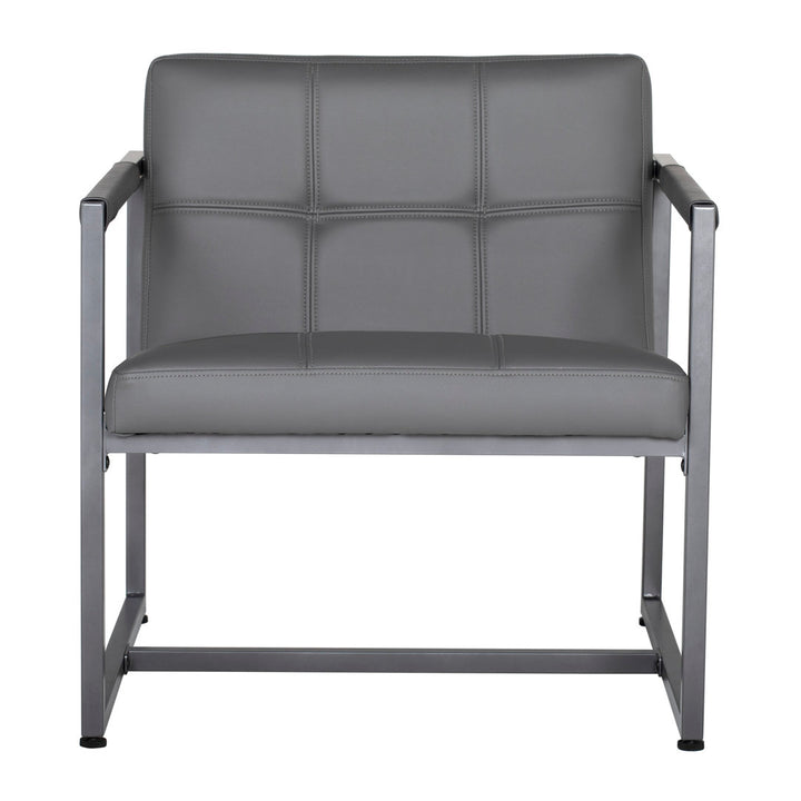 Holbeach 27.5" Wide Tufted Armchair Ivy Bronx Fabric: Pewter Faux Leather