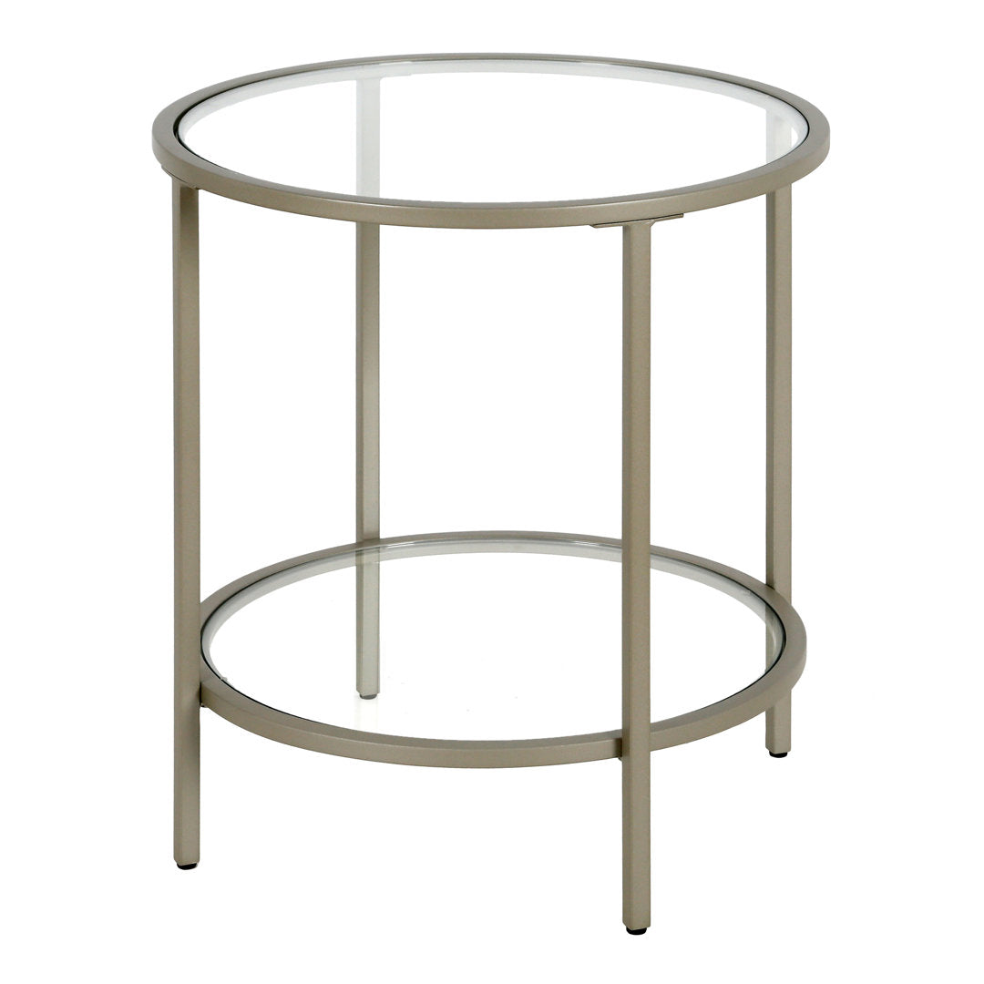 Ceno Glass End Table with Storage Wade Logan® Table Base Color: Satin Nickel