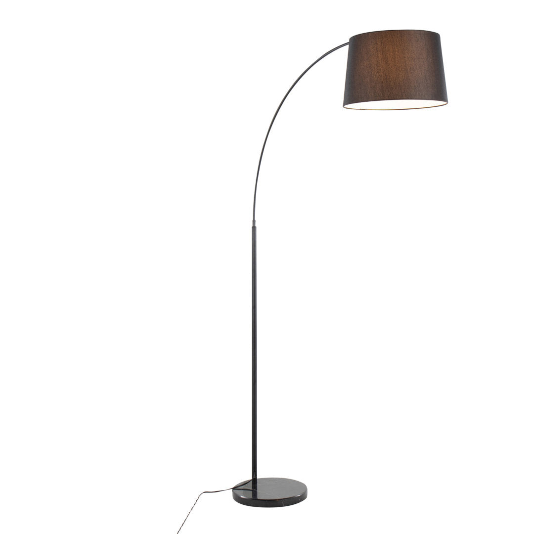 74" Arched Floor Lamp Latitude Run® Shade Color: Black Velvet Base Finish: Black