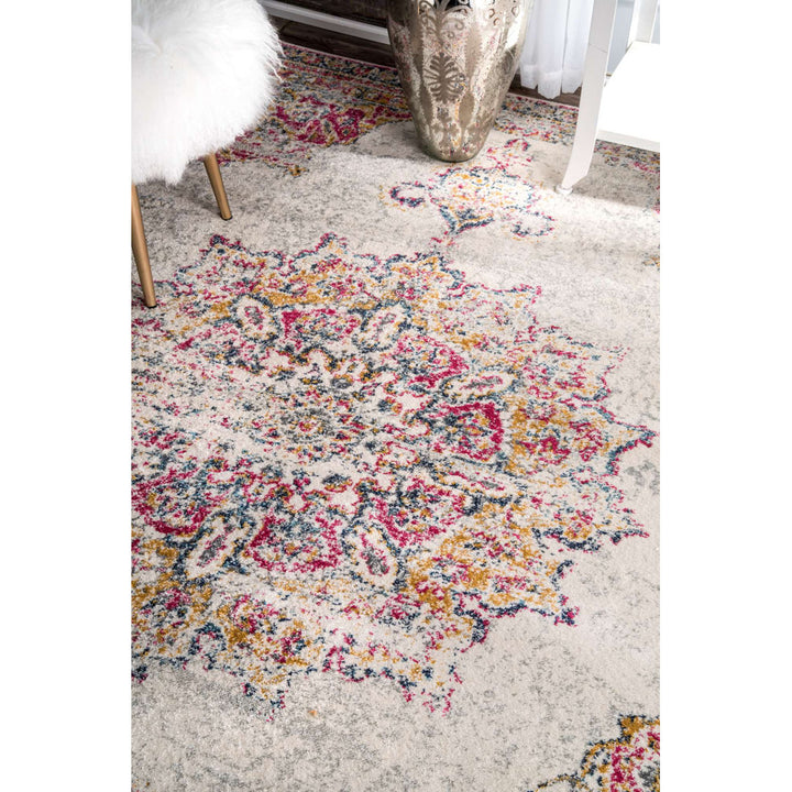 Mcalmont Medallion Power Loomed Performance Pink/Fuchsia Rug Bungalow Rose Rug Size: Rectangle 12' x 15'