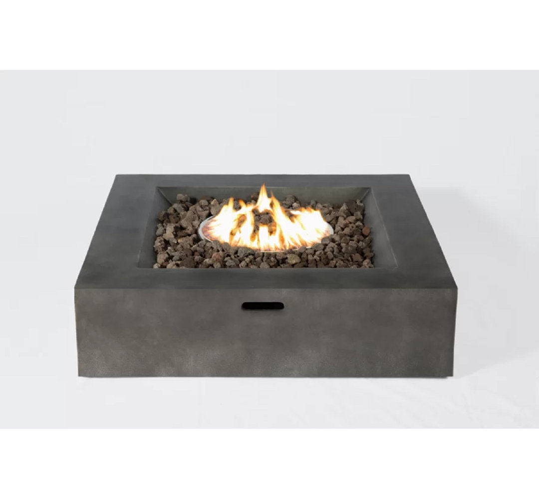 Rashid 12" H Concrete Outdoor Fire Pit Table AllModern Size: 12" H x 34" W x 34" D Finish: Charcoal