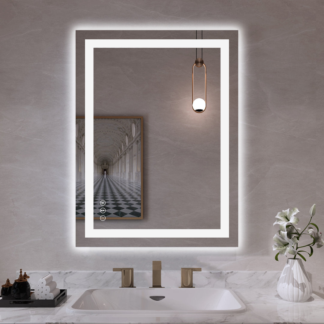 Dokes Frameless LED Vanity Wall Mirror Passed ETL Wrought Studio™ Size: 32" x 24"