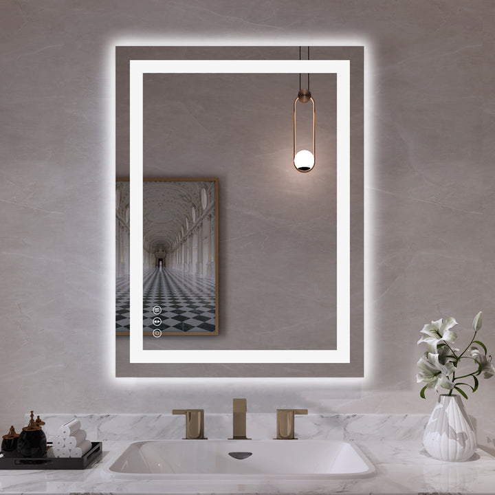 Dokes Frameless LED Vanity Wall Mirror Passed ETL Wrought Studio™ Size: 32" x 24"