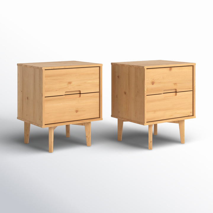 Aizlyn Mid-Century Modern Solid Wood Groove-Handle Nightstands (Set of 2) Wade Logan® Color: Natural Pine