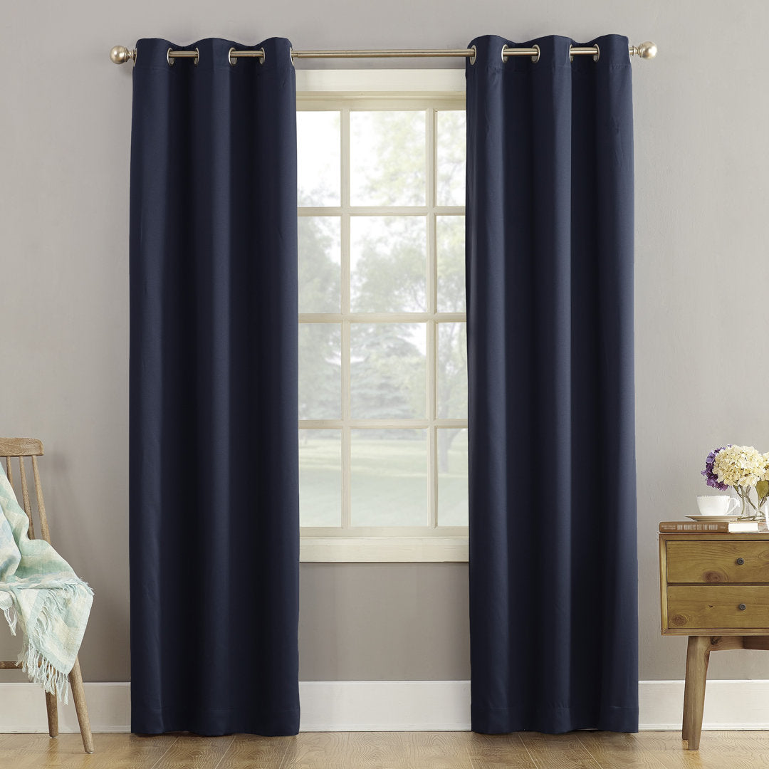 Wayfair Basics Room Darkening Grommet Curtain Panel Wayfair Basics® Curtain Color: Navy Size per Panel: 40" W x 63" L