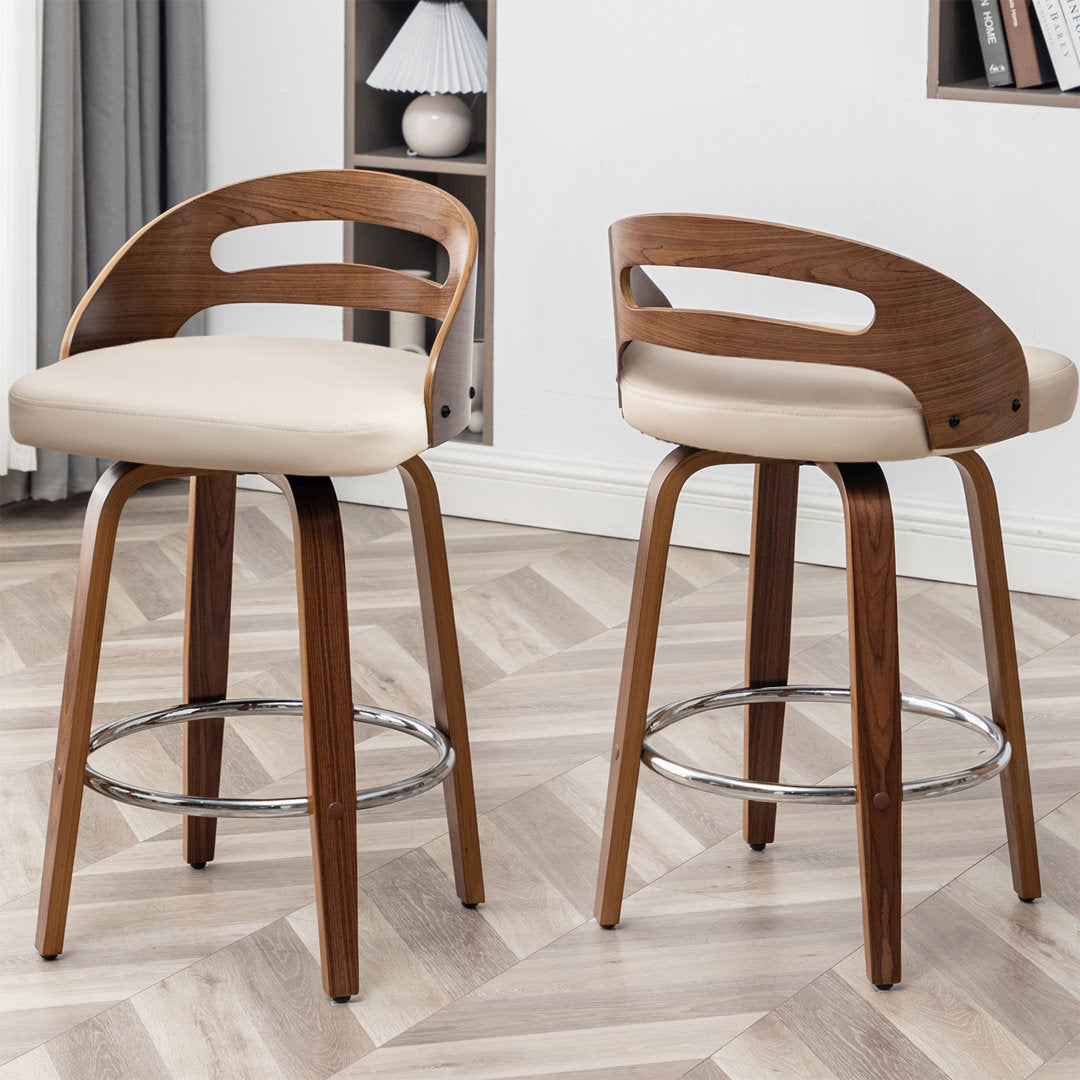 Mahtab Swivel Counter & Bar Stool (Set of 2) Corrigan Studio® Seat Height: Counter Stool = 25.59” Seat Height, Upholstery: Beige Faux Leather