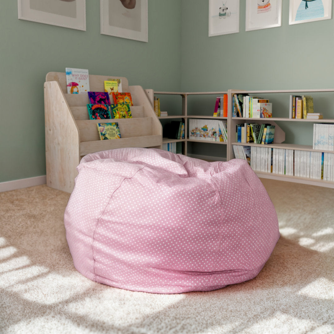 Classic Refillable Cotton Bean Bag Chair Mack & Milo™ Size: Large Body Fabric: Light Pink/White Cotton Twill
