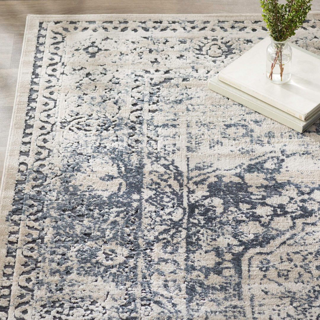 Arkeen Oriental Dark Blue/Beige Area Rug Lark Manor™ Rug Size: Square 5'