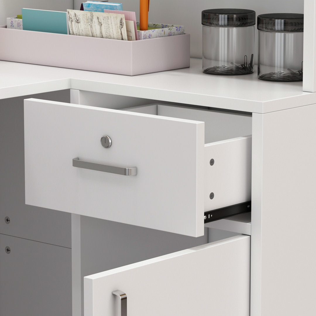 L-Shape Wood Reception Desk Latitude Run® Finish: White