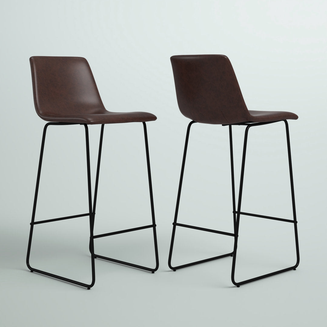 Liekele Upholstered Counter Height Modern Dining Stools by Flash Furniture (Set of 2) Ivy Bronx Seat Height: Bar Stool ( 30” Seat Height), Upholstery: Dark Brown Faux Leather