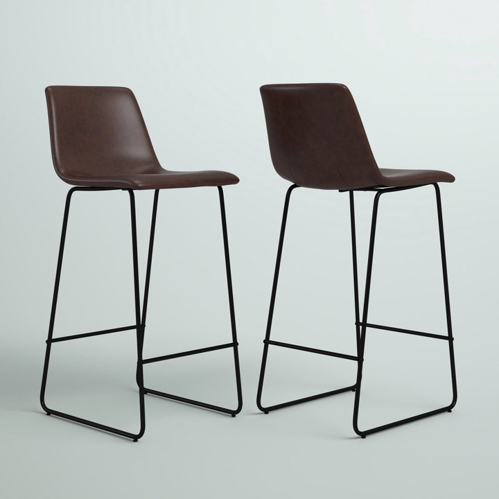 Liekele Upholstered Counter Height Modern Dining Stools by Flash Furniture (Set of 2) Ivy Bronx Seat Height: Bar Stool ( 30” Seat Height), Upholstery: Dark Brown Faux Leather