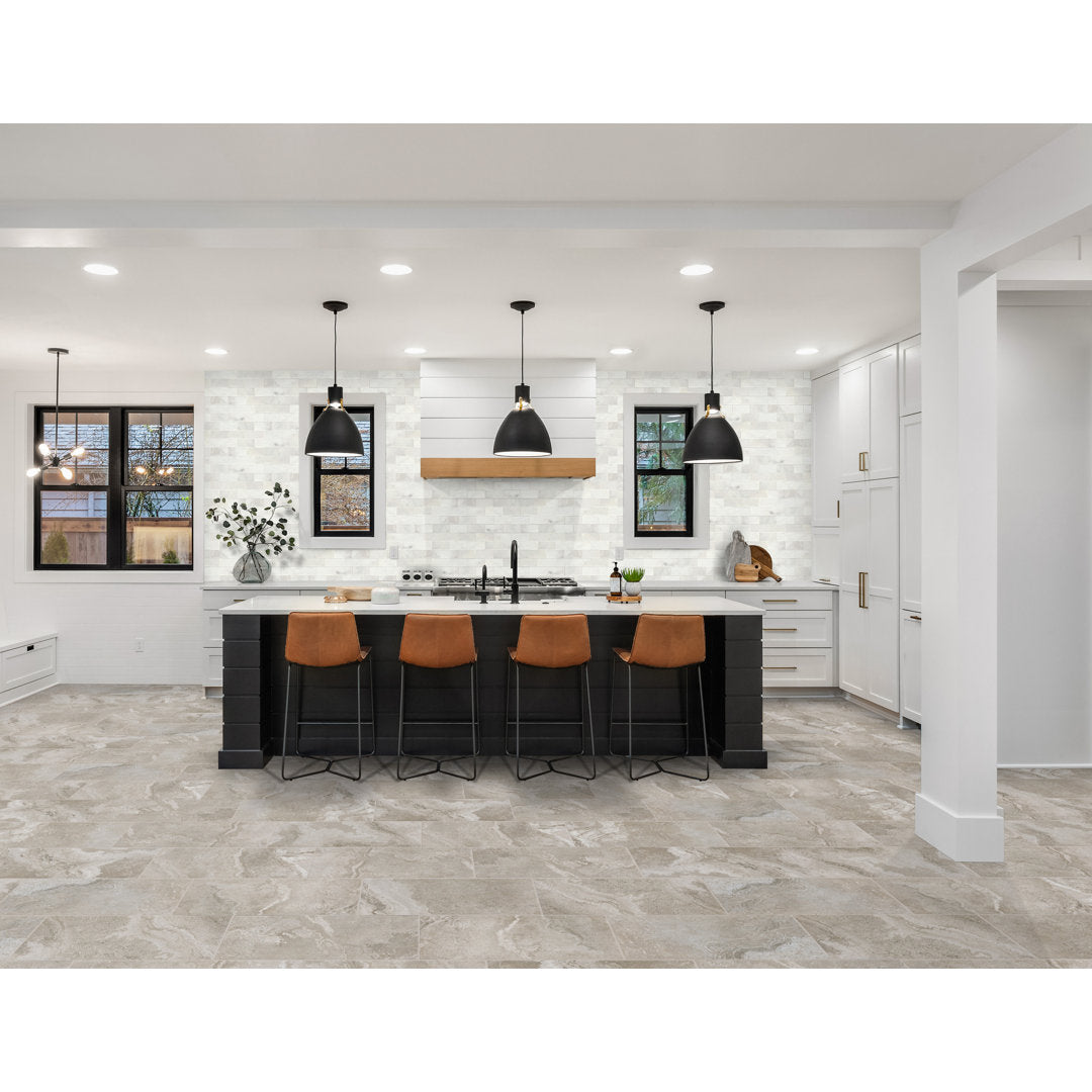 Simply Stick Mosaix 12" x 12" Natural Stone Peel & Stick Mosaic Tile Daltile Color: Stormy Mist