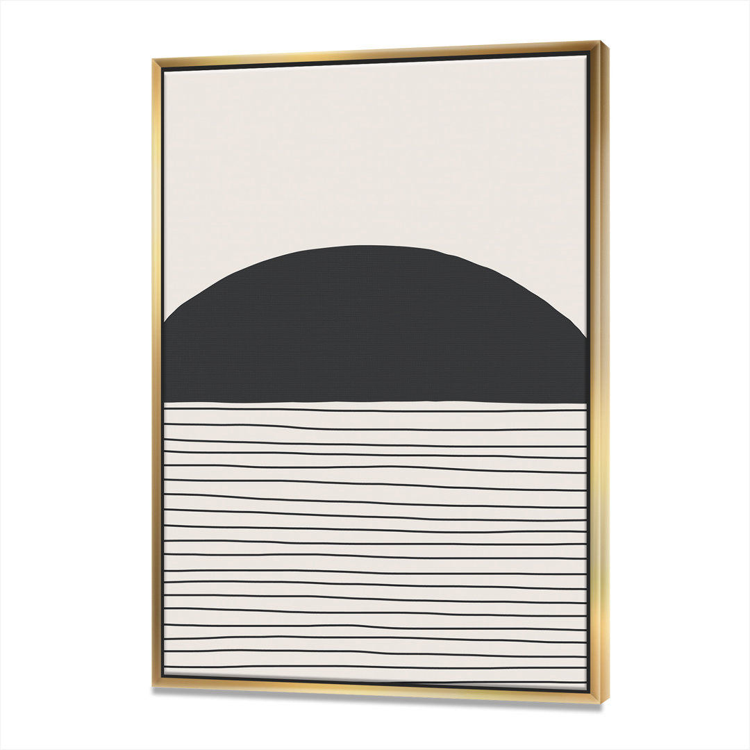 Minimal Geometric Lines and Circle V - Floater Frame Print on Canvas East Urban Home Size: 46'' H x 36'' W x 1.5'' D Format: Gold Framed Canvas