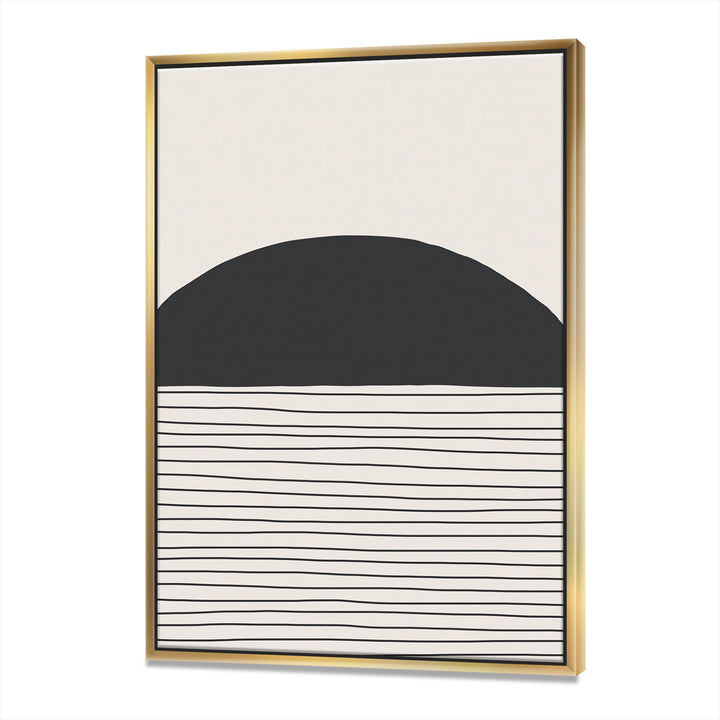 Minimal Geometric Lines and Circle V - Floater Frame Print on Canvas East Urban Home Size: 46'' H x 36'' W x 1.5'' D Format: Gold Framed Canvas