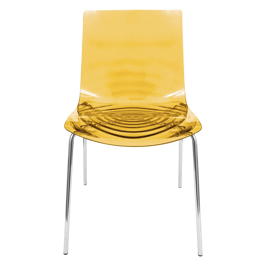 Lerner Plastic Dining Side Chair with Chrome Base Ivy Bronx Color: Transparent Orange