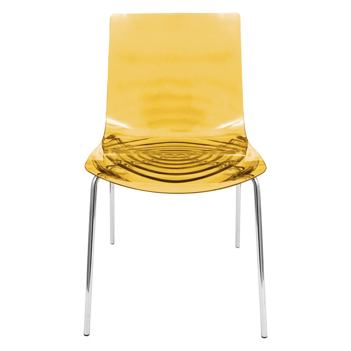 Lerner Plastic Dining Side Chair with Chrome Base Ivy Bronx Color: Transparent Orange