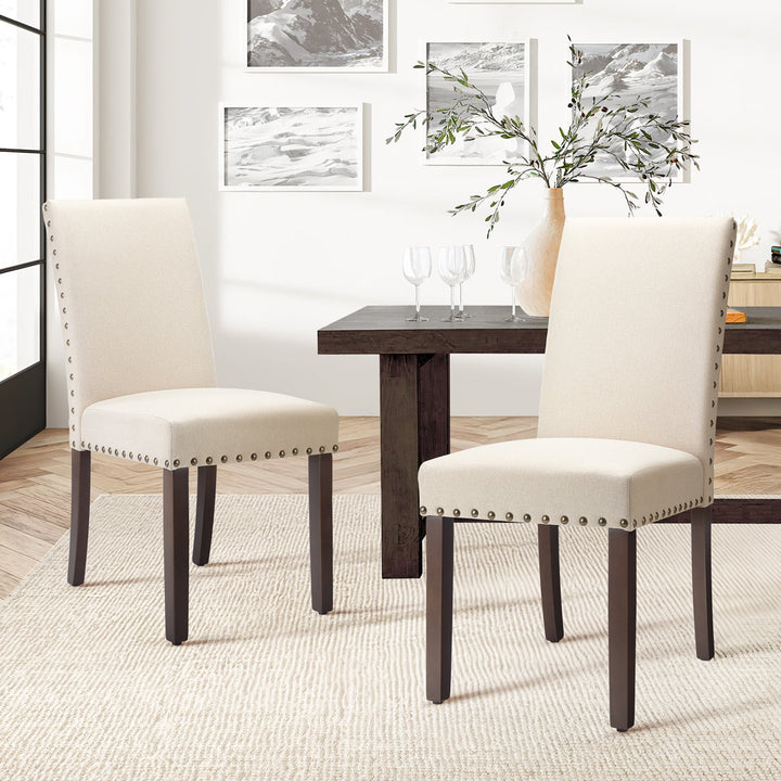 Bontrager Linen Dining Room Parsons Chair (Set of 2) Andover Mills™ Upholstery Color: Beige