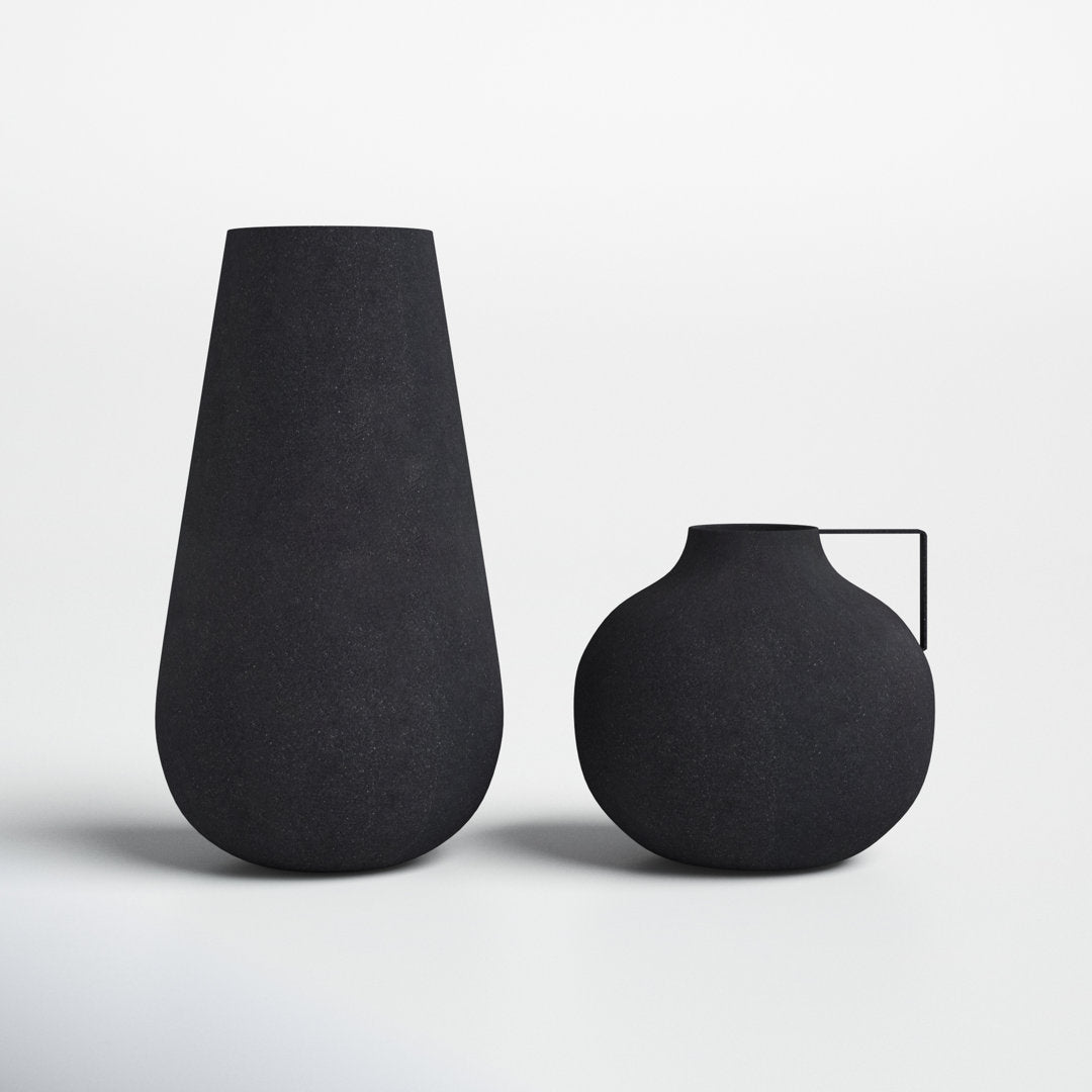 Aldrin 2 Piece Black Metal Table Vase Set (Set of 2) Joss & Main