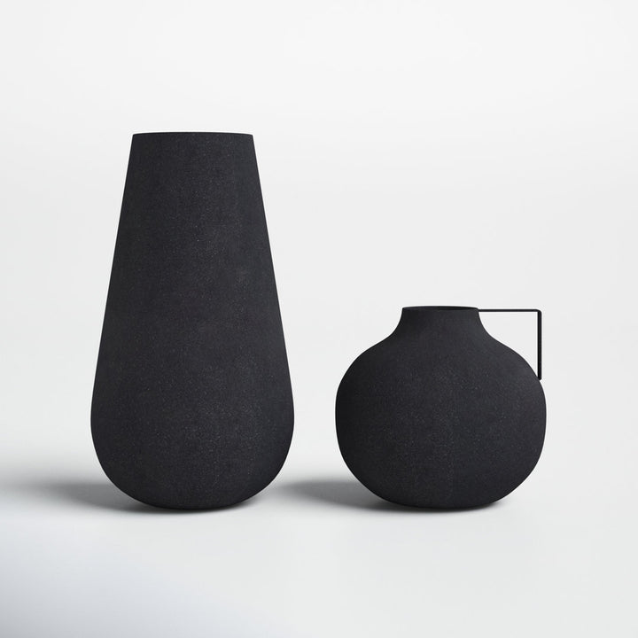Aldrin 2 Piece Black Metal Table Vase Set (Set of 2) Joss & Main