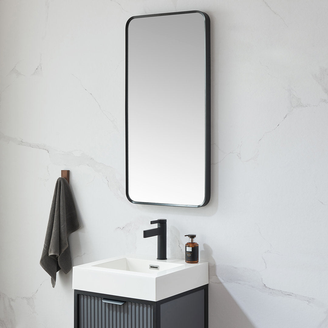 Markhai Modern Accent Mirror Orren Ellis Size: 36'' x 18'' Finish: Brushed Black