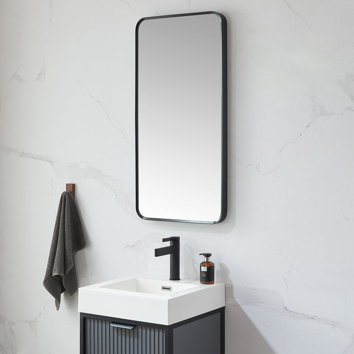 Markhai Modern Accent Mirror Orren Ellis Size: 36'' x 18'' Finish: Brushed Black