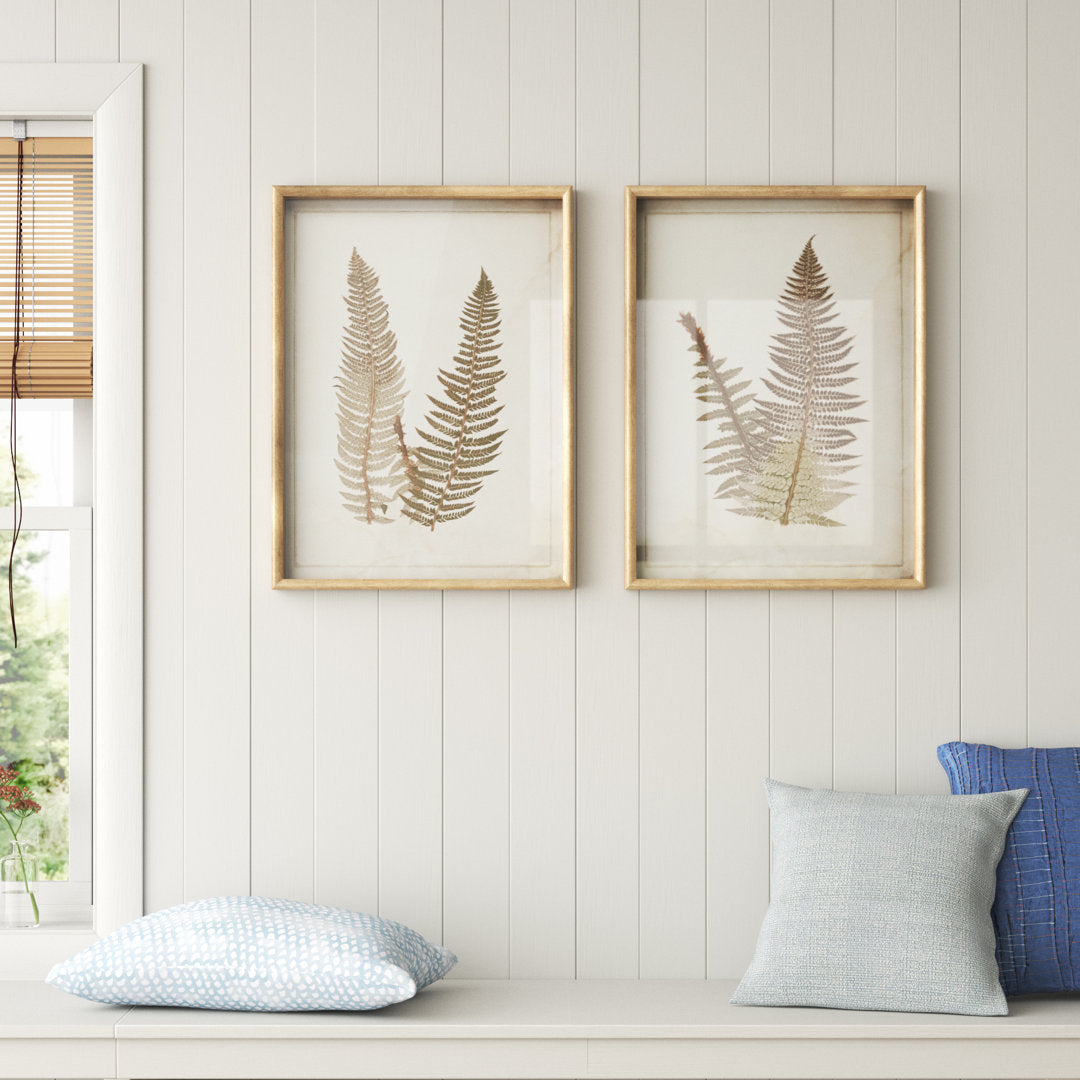 Large Vintage Fern Illustrations - 2 Piece Picture Frame Graphic Art Set on Wood Sand & Stable™