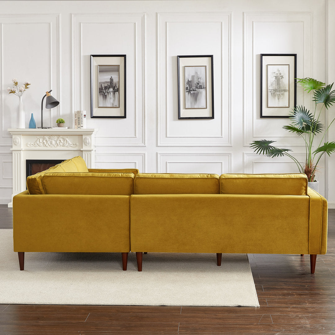 Isaak 105" Wide Symmetrical Corner Etta Avenue™ Fabric: Yellow Velvet