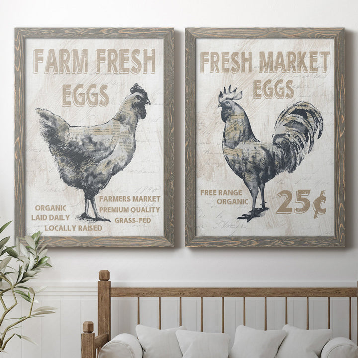 Farm Fresh Chicken - 2 Piece Print Set (Set of 2) August Grove® Mat Color: No Mat Size: 44" H x 31" W x 1" D Format: Gray Framed Canvas