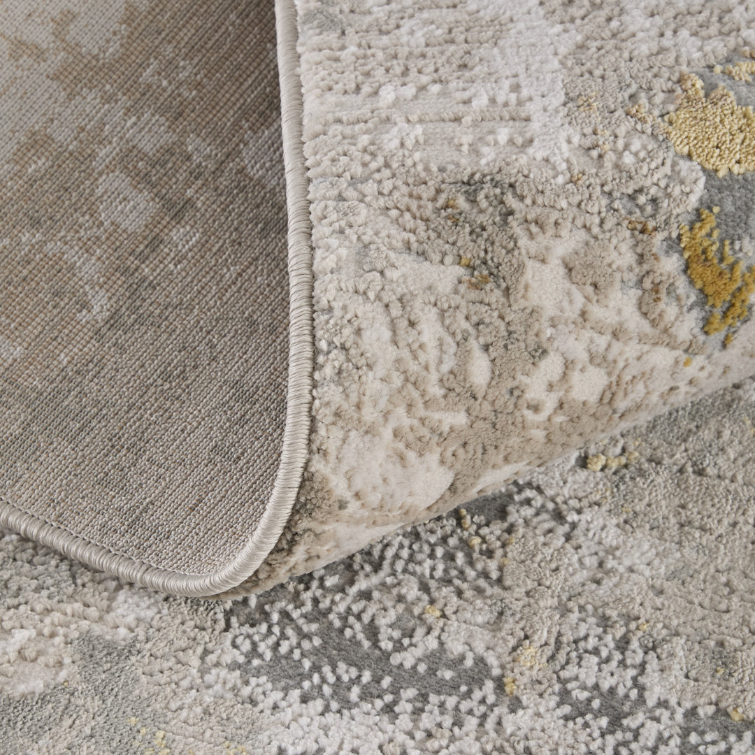 Annya Modern Abstract Power Loom Gold/Birch Rug Lark Manor™ Rug Size: Runner 2'10" x 7'10"
