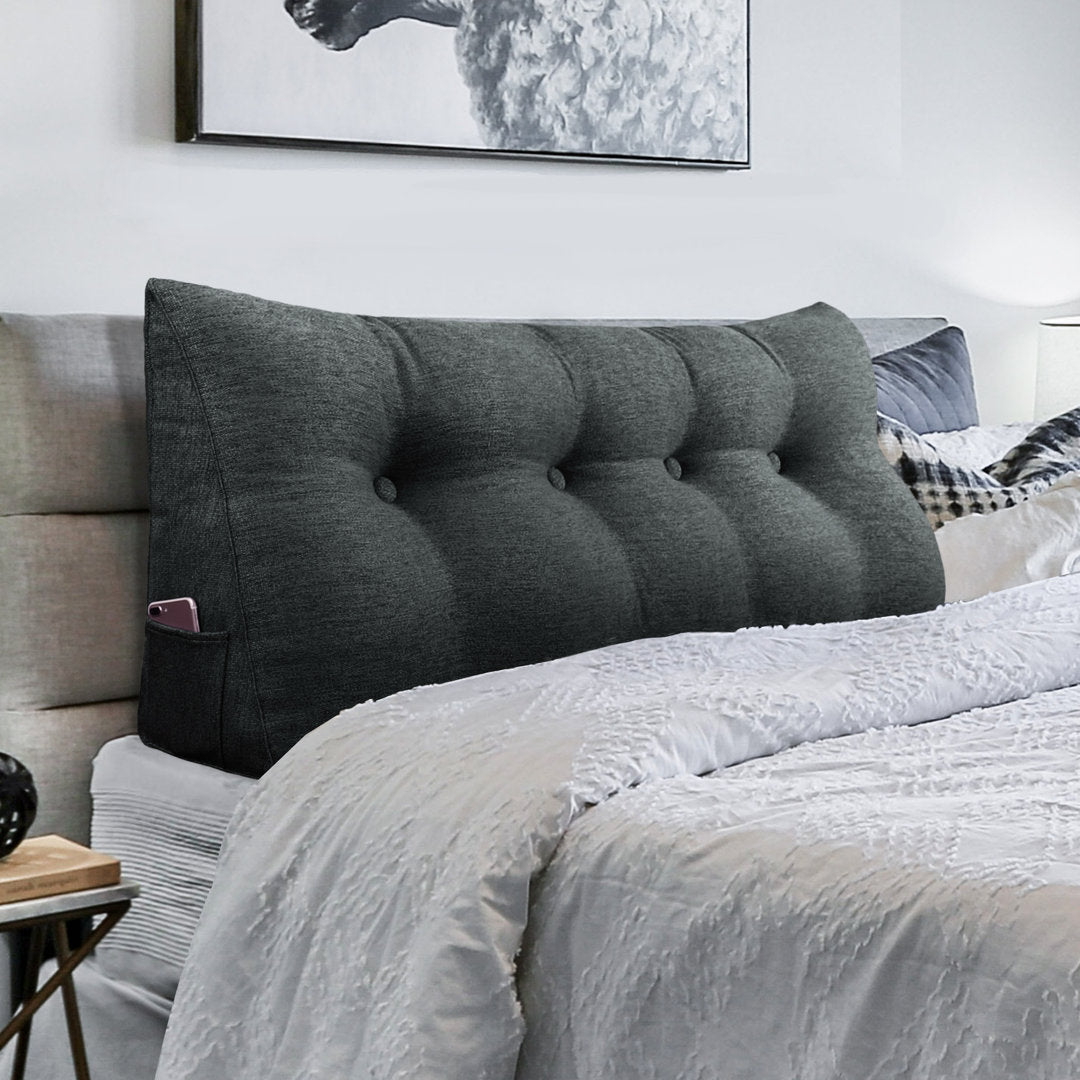 Sit-up Back Comfort Large Triangular Bolster Headboard Reading Wedge Pillow Versatile Bed Rest Positioning Support WOWMAX Color: Anthracite Size: 20"H x 54"W