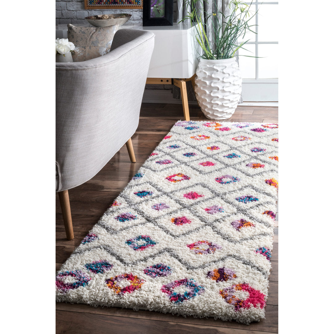 Abramson Bohemian Diamond Trellis Shag Pink/Ivory Rug Mack & Milo™ Rug Size: Runner 2'8" x 12'