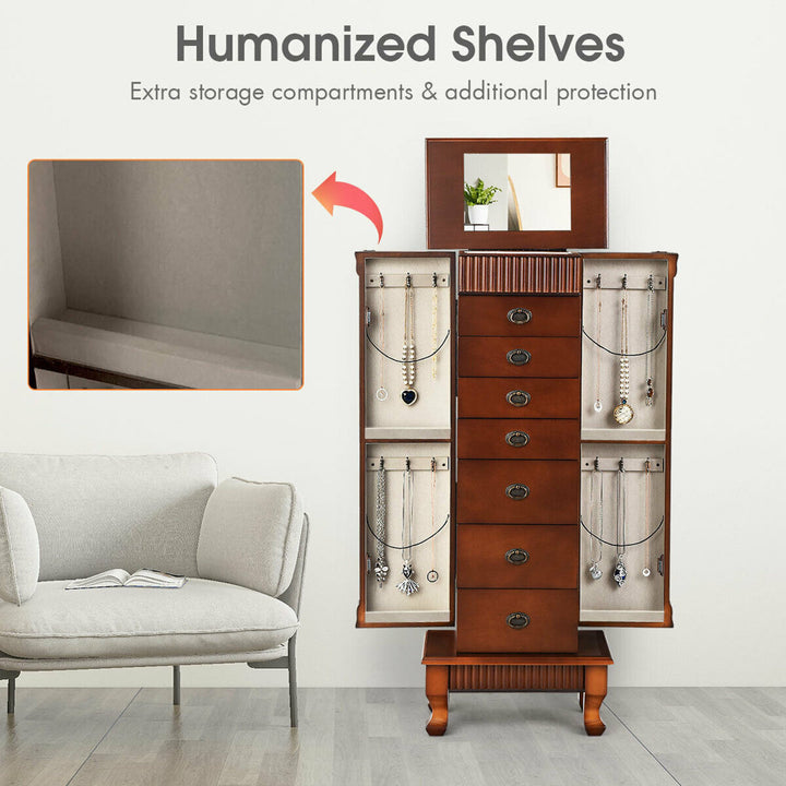 Melitta Wood Free Standing Jewelry Armoire with Mirror Canora Grey