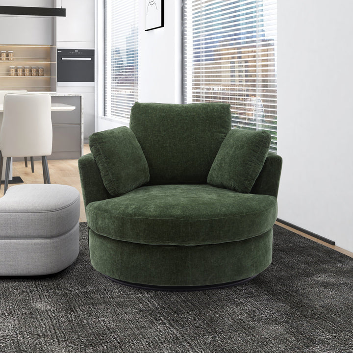 Achorn 42.26" W Polyester Recessed Arm Slipcovered Swivel Barrel Chair Hokku Designs Fabric: Green Polyester